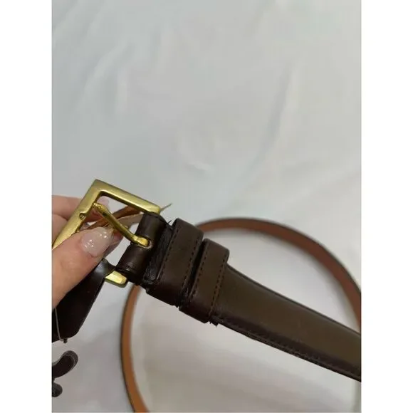 Vtg COACH 7602 Brown Belt Men’s 42 Cowhide Leather Solid Brass Buckle USA NOS - Picture 9 of 11